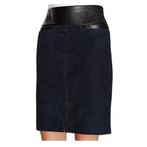 Ohne Titel Navy Suede Leather Pencil Skirt Navy